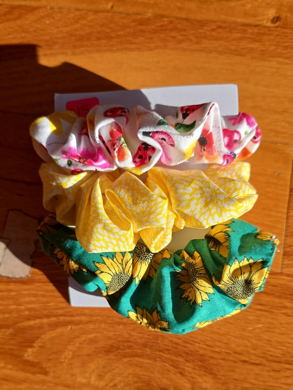 Three-Pack Kids Floral & Fruit Scrunchies - Yellow, Green, White